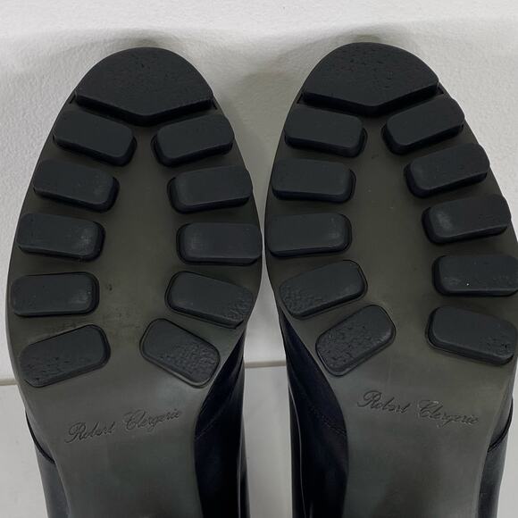 Robert Clergerie Black Leather Lace Block Heel Booties Womens 9.5 Chunky Sole - Picture 8 of 11